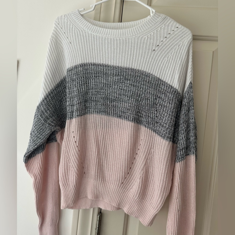 Garage Color Block Sweater in Pink, Gray, and White